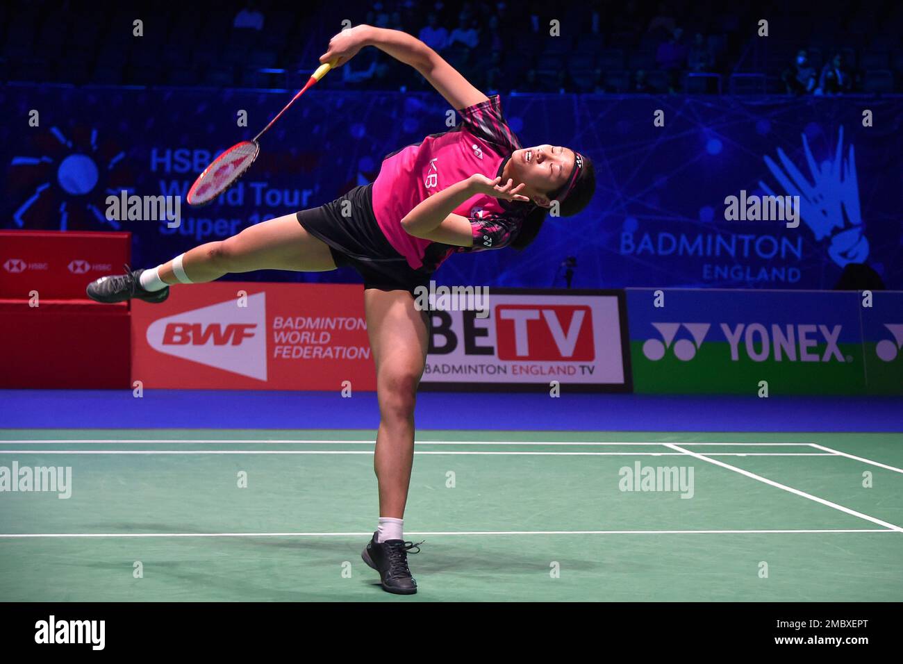 South Koreas An Se-young competes against Taiwans Tai Tzu Ying during their womens singles semifinal match at the All England Open Badminton Championships in Birmingham, England, Saturday, March 19, 2022