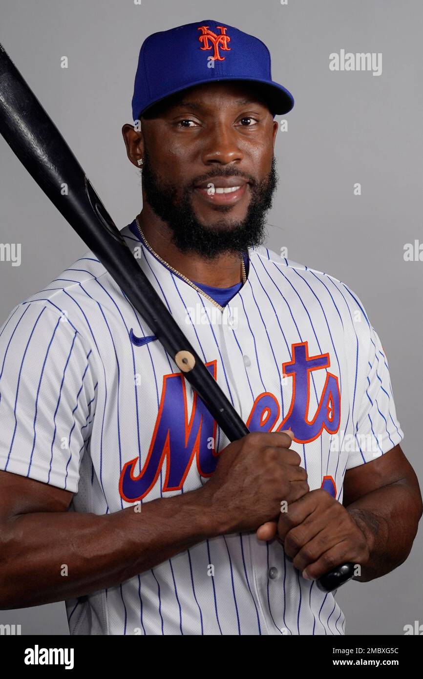 This is a 2022 photo of Starling Marte of the New York Mets baseball team.  This image reflects the New York Mets active roster Wednesday, March 16,  2022, in Port St. Lucie