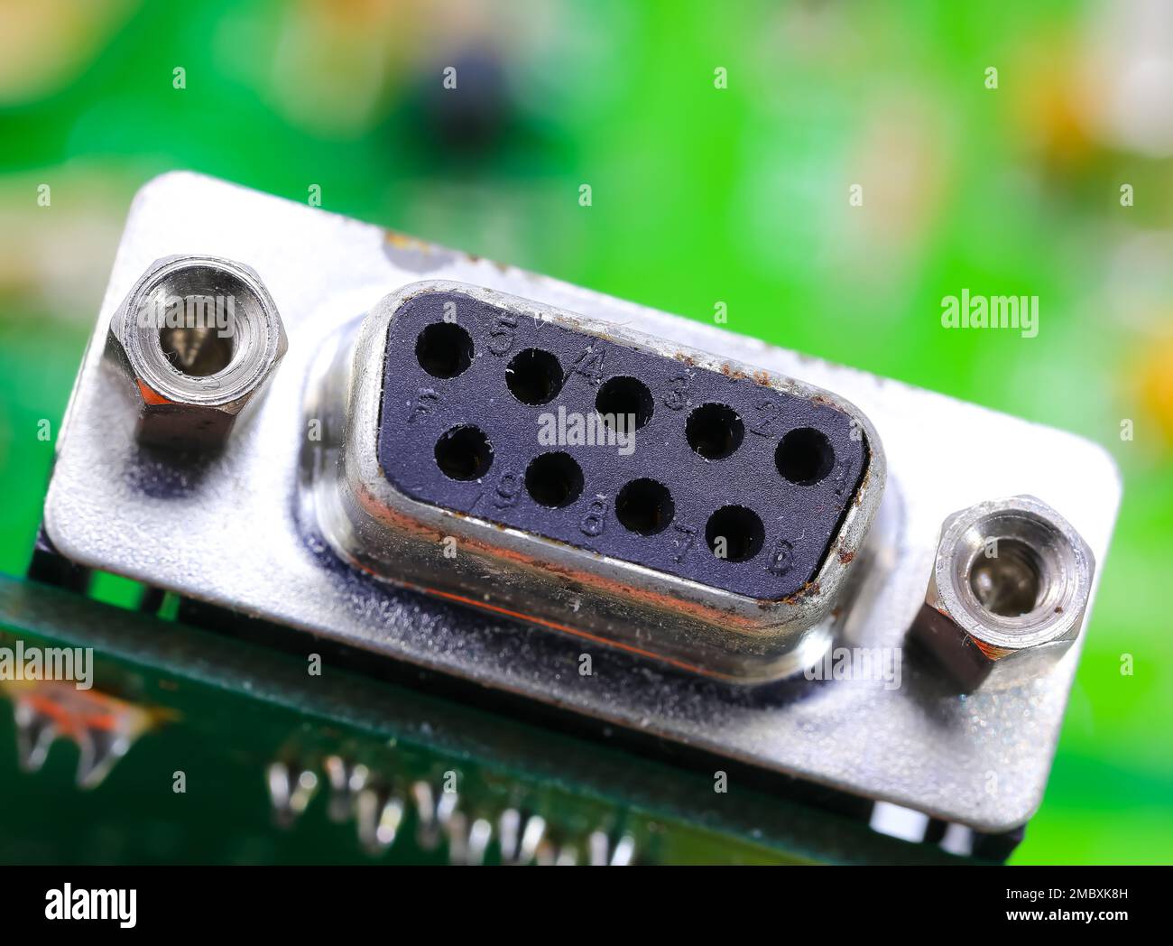 Standard Serial Port called RS232 with 9 hole female type Stock Photo