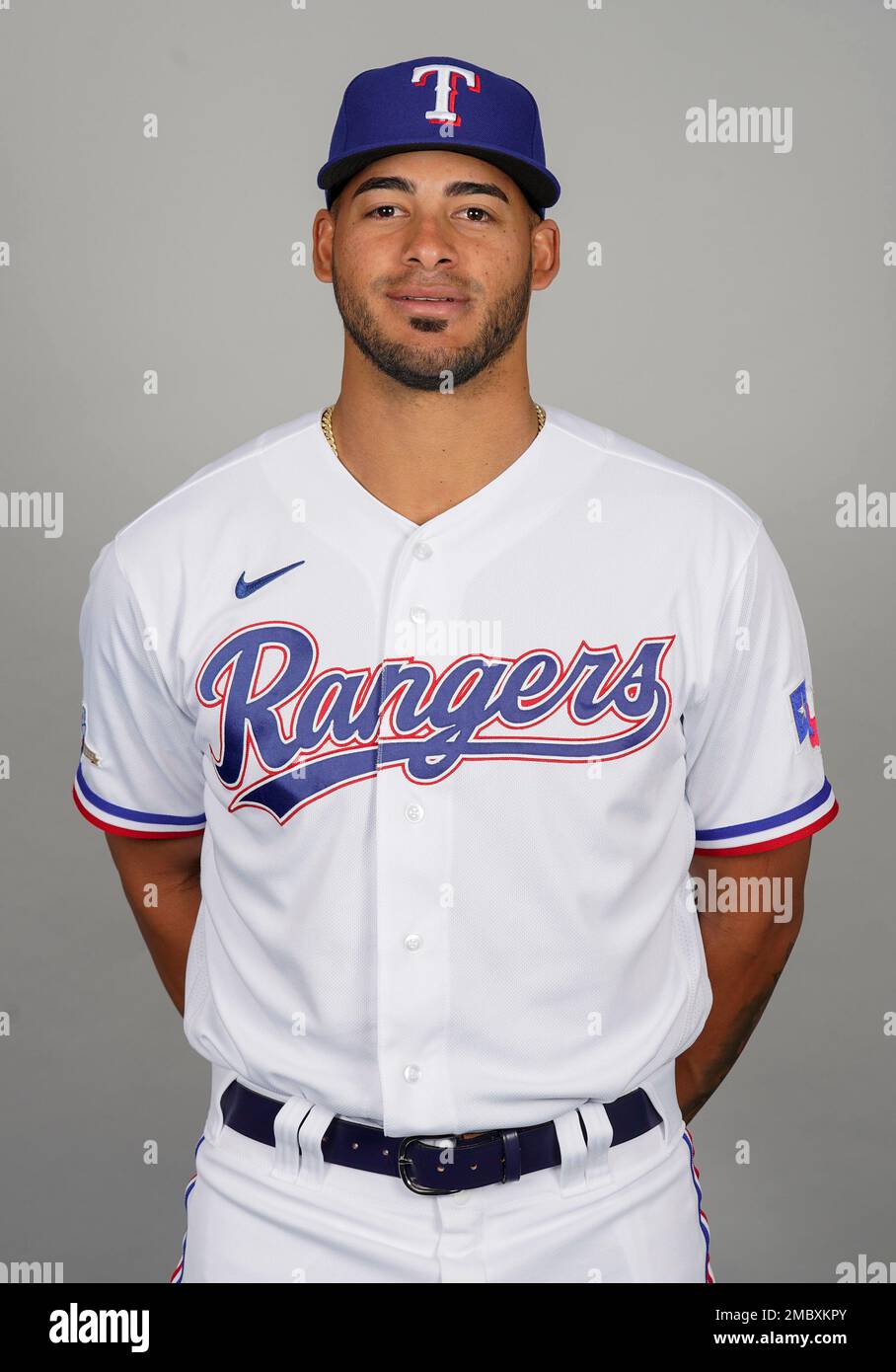 This is a 2022 photo of Jesus Tinoco of the Texas Rangers' baseball