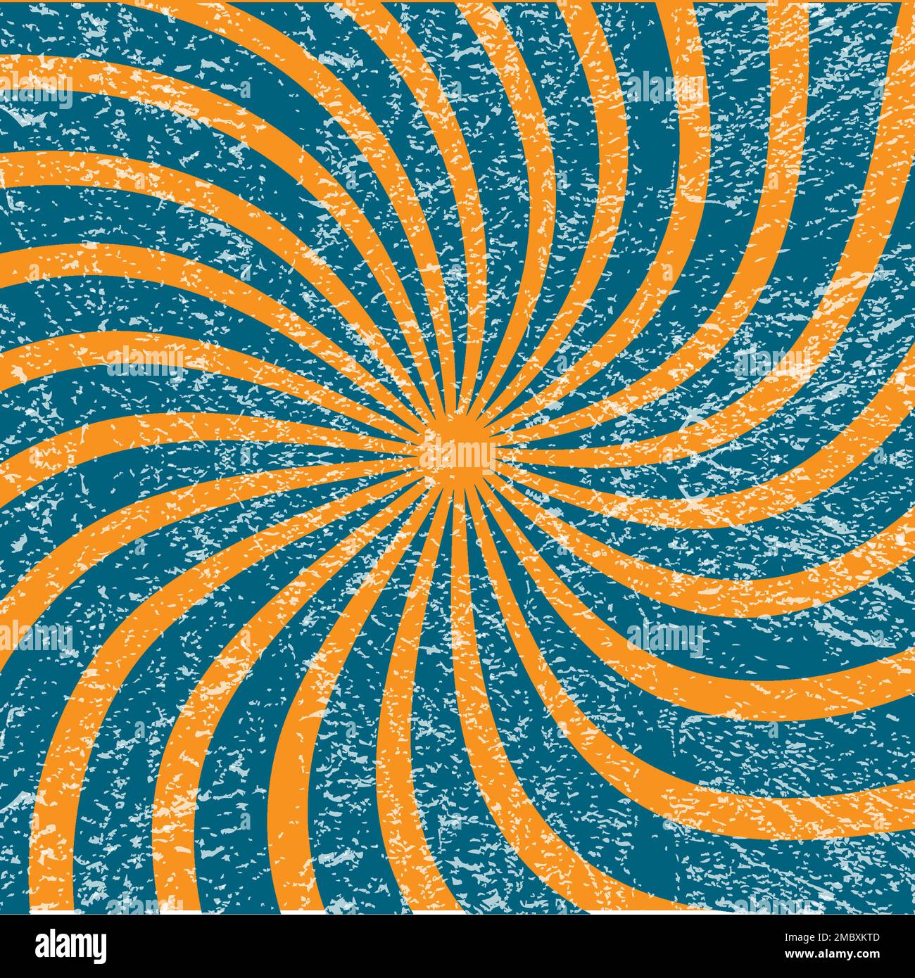 Vintage Grunge Curved Swirl Psychedelic Sunburst Stock Vector