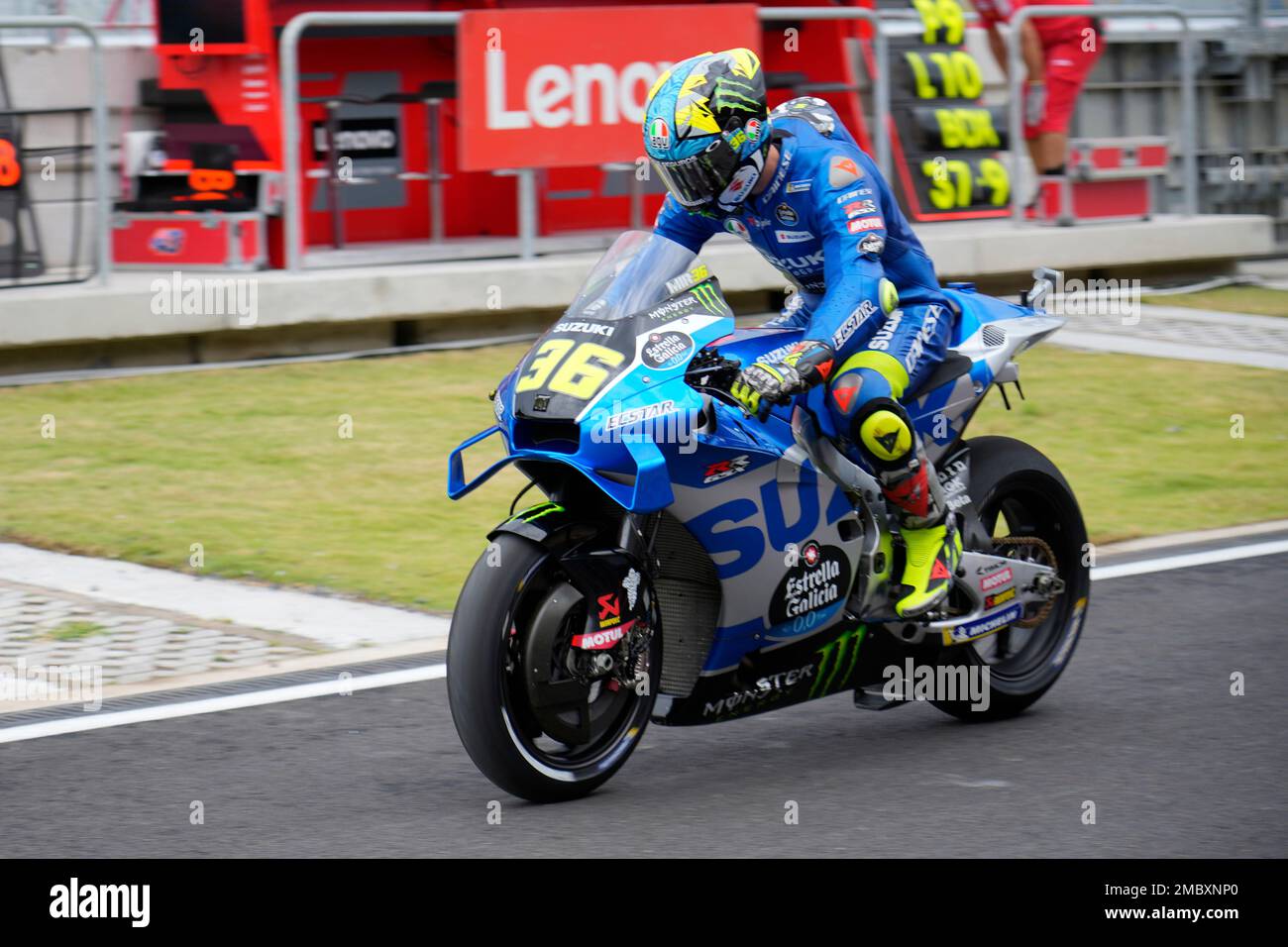 Spanish rider Joan Mir of Team SUZUKI ECSTAR rides his motorbike during ...