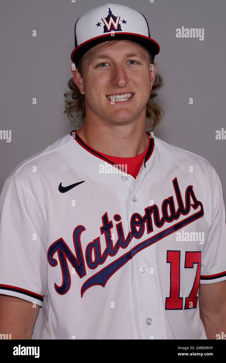This is a 2022 photo of Andrew Stevenson of the Washington Nationals  baseball team. This image reflects the Washington Nationals active roster  Wednesday, March 17, 2022, in West Palm Beach, Fla., when
