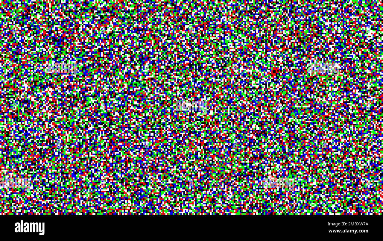 Seamless pixelated tv noise texture. Color television signal noise grain. Screen interferences and glitches. Grunge vector  Stock Vector