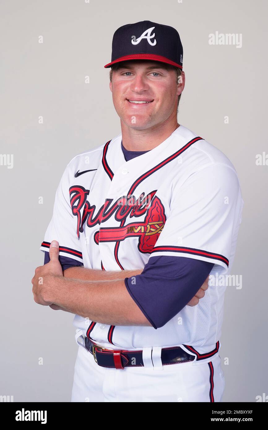 Atlanta Braves pitcher Bryce Elder (84) is photographed at the CoolToday  Park during spring training Thursday March 17, 2022, in North Port, Fla.  (AP Photo/Steve Helber Stock Photo - Alamy