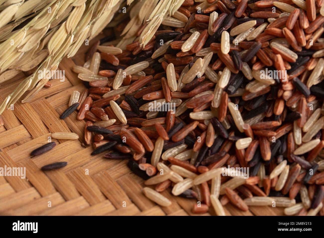 Raw three color jasmine rice.Thai rice grains Stock Photo Alamy