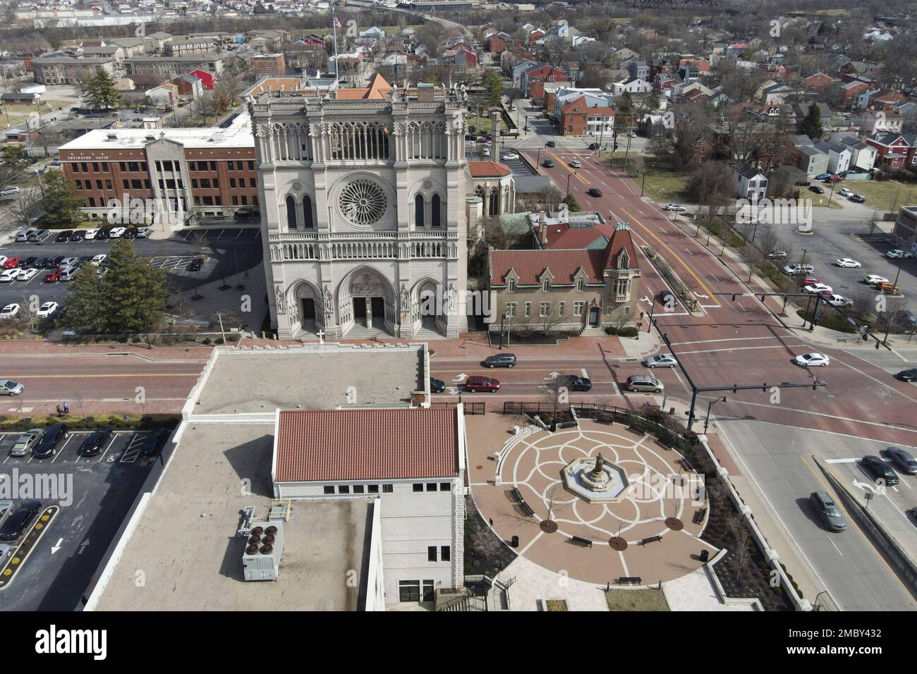 The Cathedral Basilica of the Assumption is visible, Friday, March 4