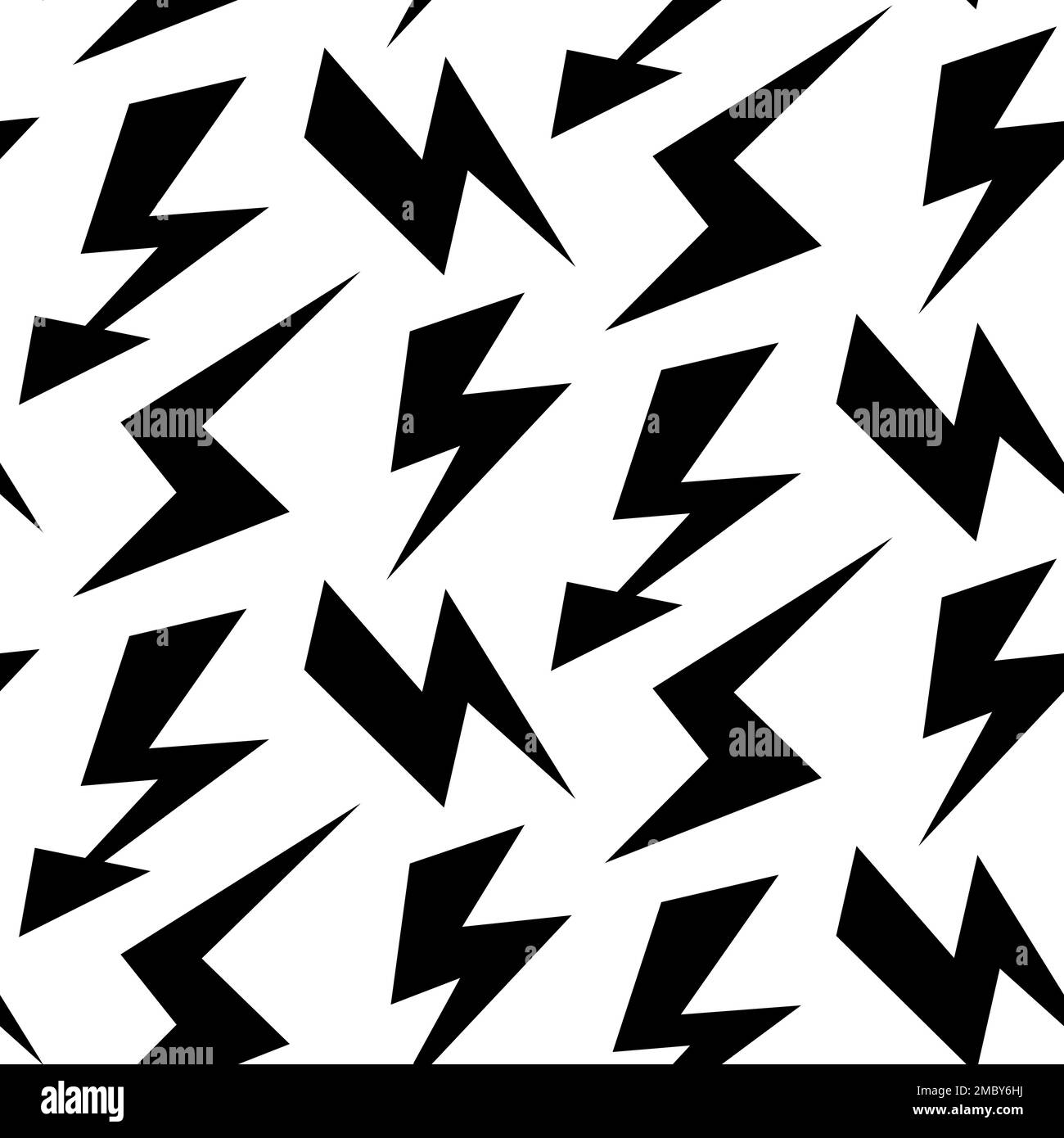 Black lightning bolts seamless pattern. Thunderbolts repeating background. Storm and lightning
