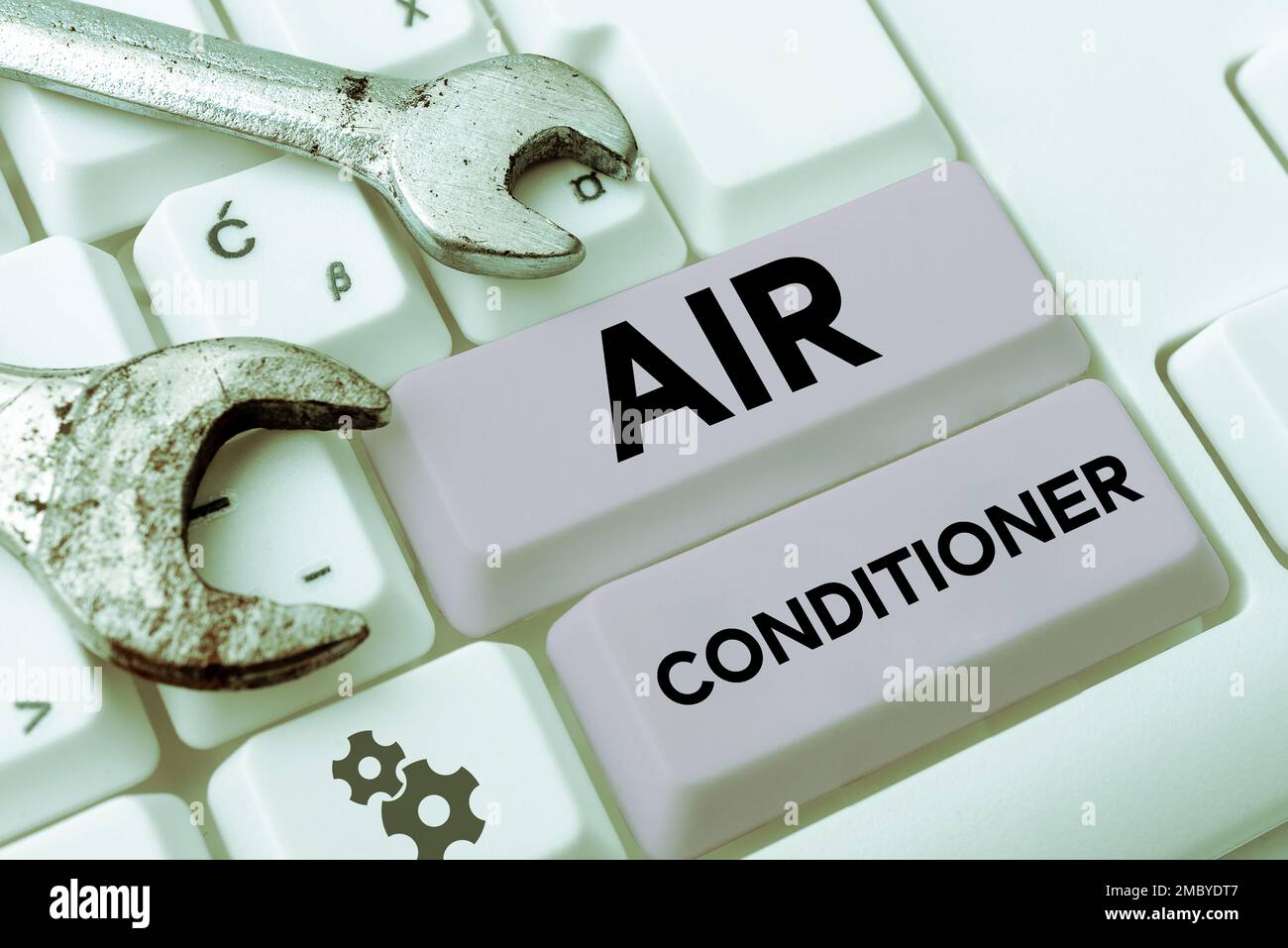 Hand writing sign Air Conditioner. Word for apparatus for washing air