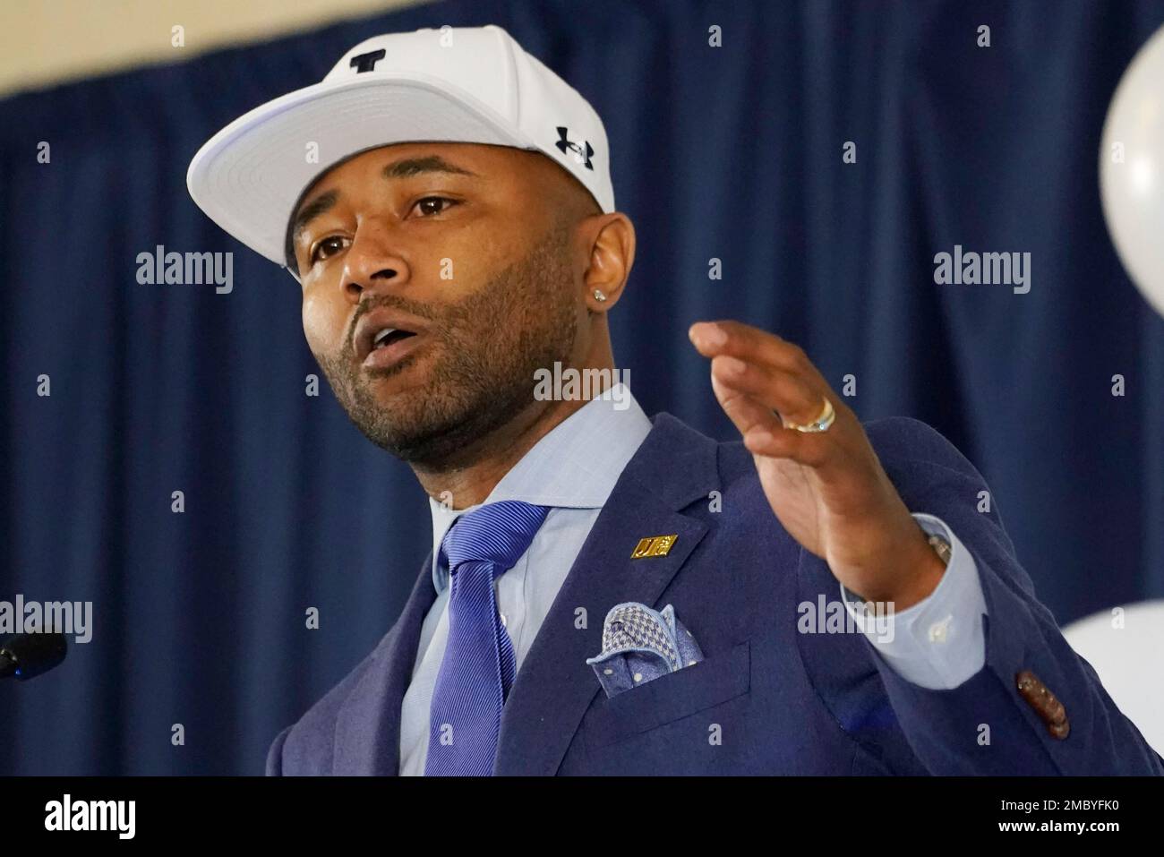 NBA champion and Jackson, Miss., native Mo Williams, tells of his team  vision at a news conference announcing his appointment as the new head  basketball coach at Jackson State, Monday, March 14,