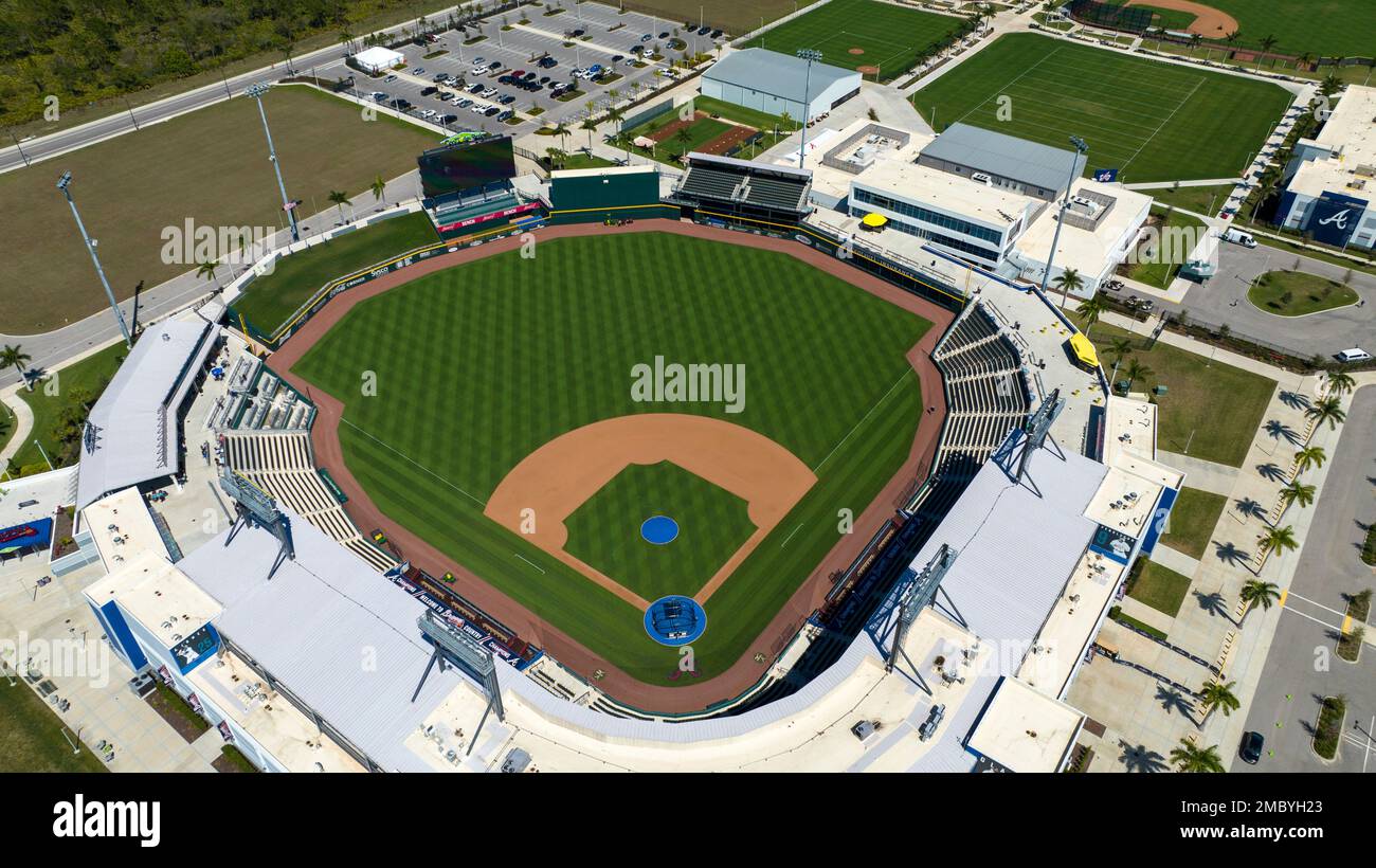 The Atlanta Braves spring training facility at the CoolToday Park is set  for the start of spring training Sunday March 13, 2022, in North Port, Fl.  (AP Photo/Steve Helber Stock Photo - Alamy