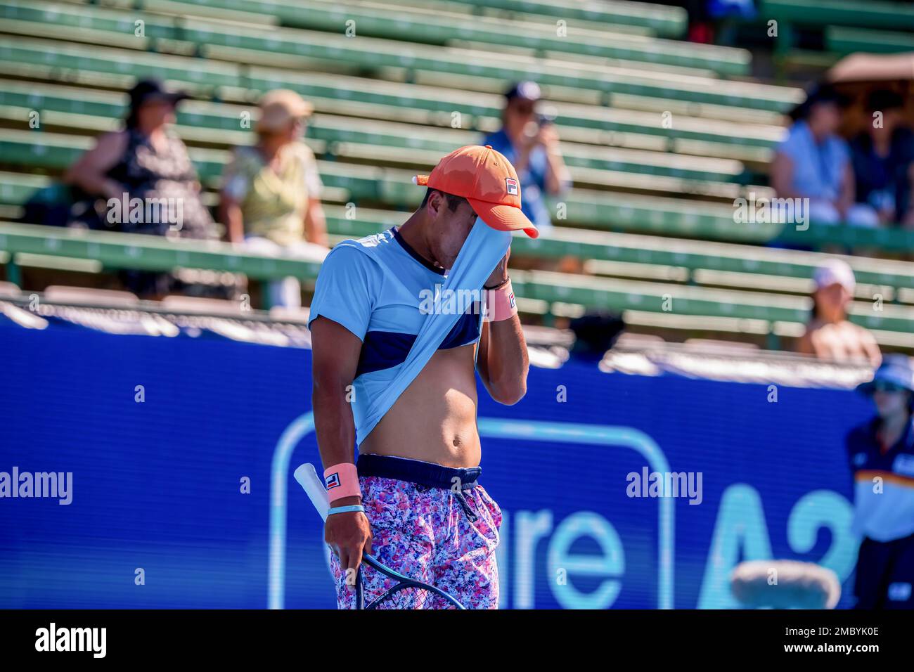 Rinky Hijikata of Australia in action during Day 1 of the Kooyong Classic  Tennis Tournament last match against Zhang Zhizhen of China at Kooyong Lawn  Tennis Club. Melbourne's summer of tennis has