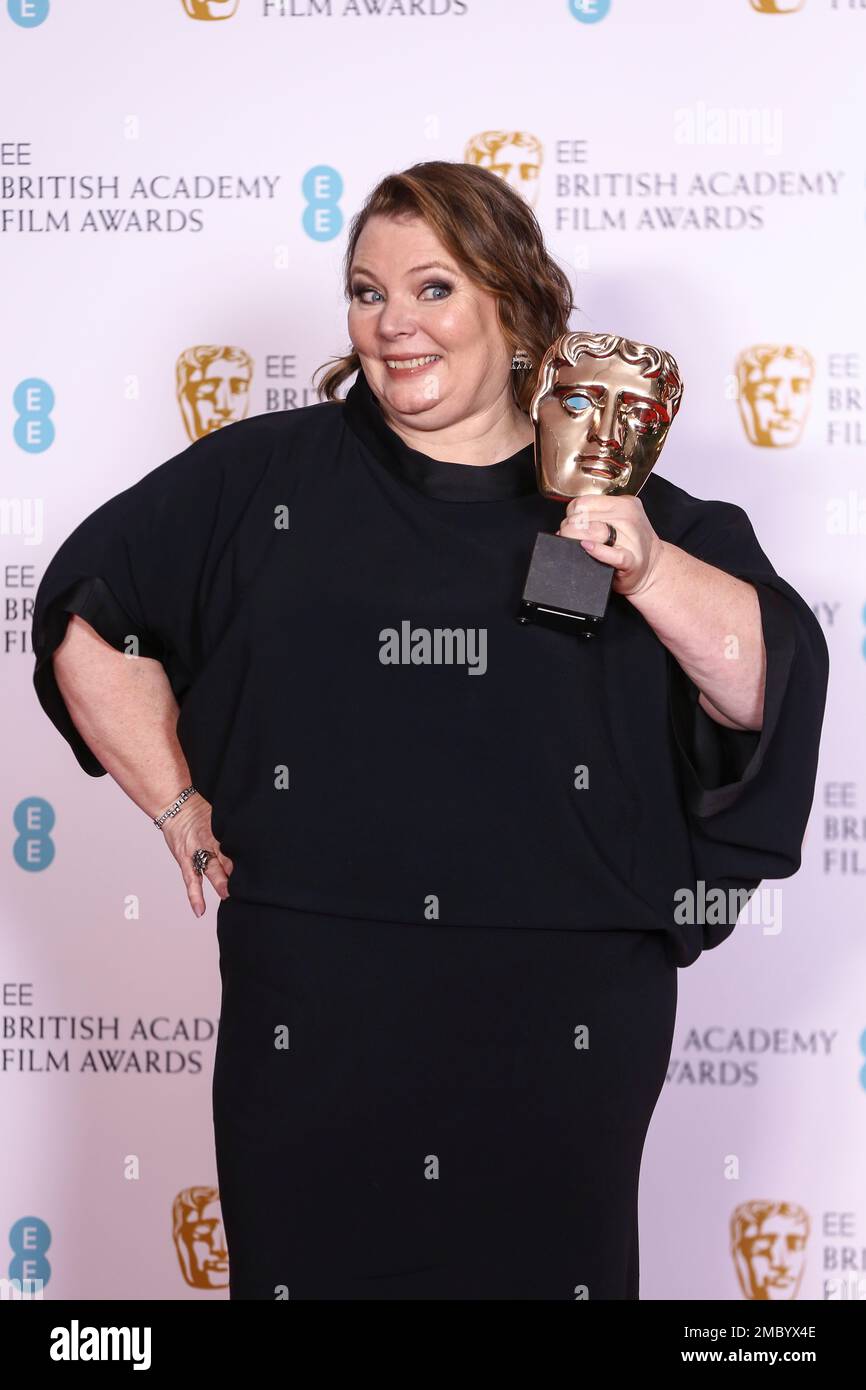 Joanna Scanlan holds her Best Actress award for her role in the film