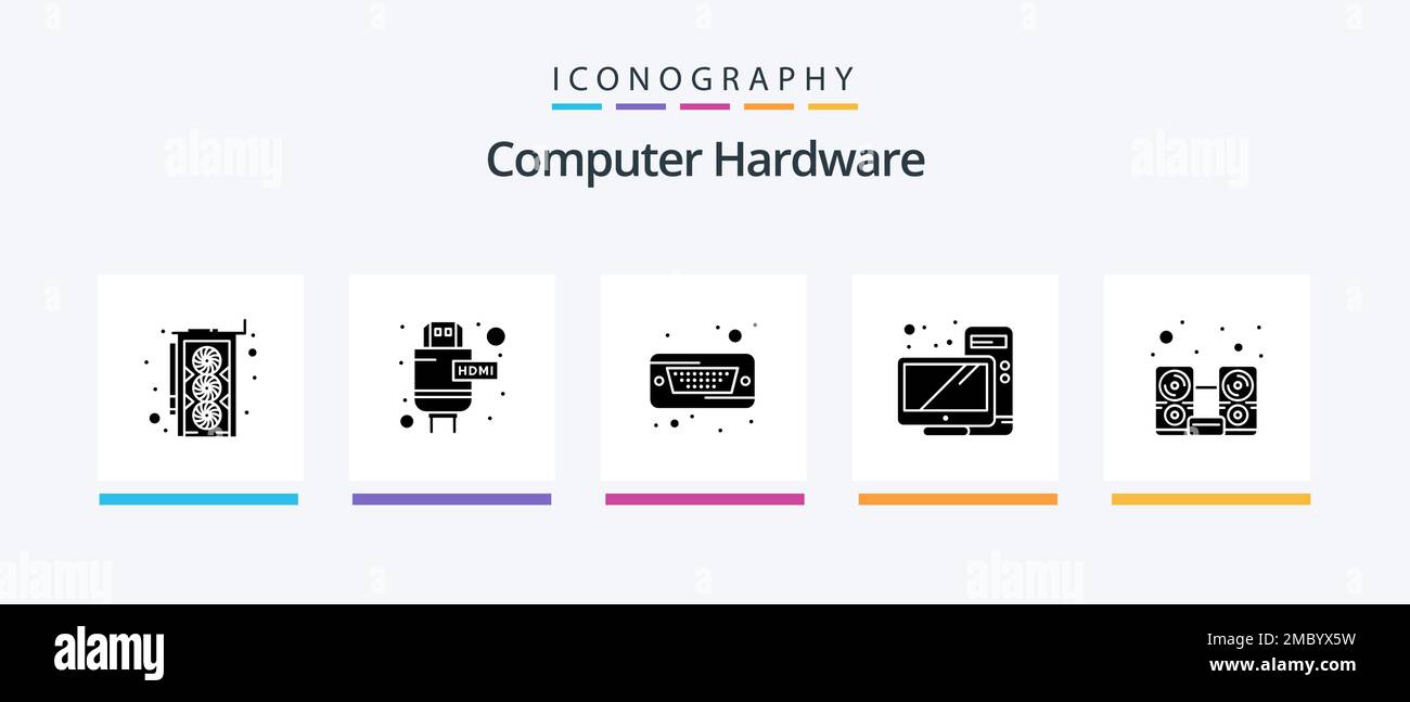 Computer Hardware Glyph 5 Icon Pack Including speaker. hardware. hard