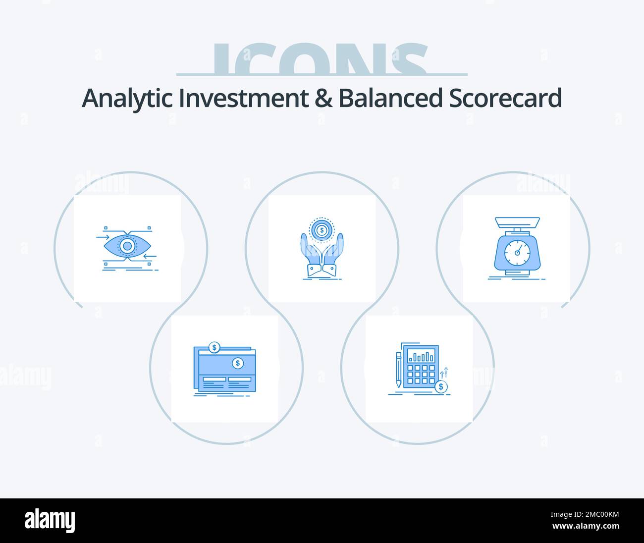 Analytic Investment And Balanced Scorecard Blue Icon Pack 5 Icon Design