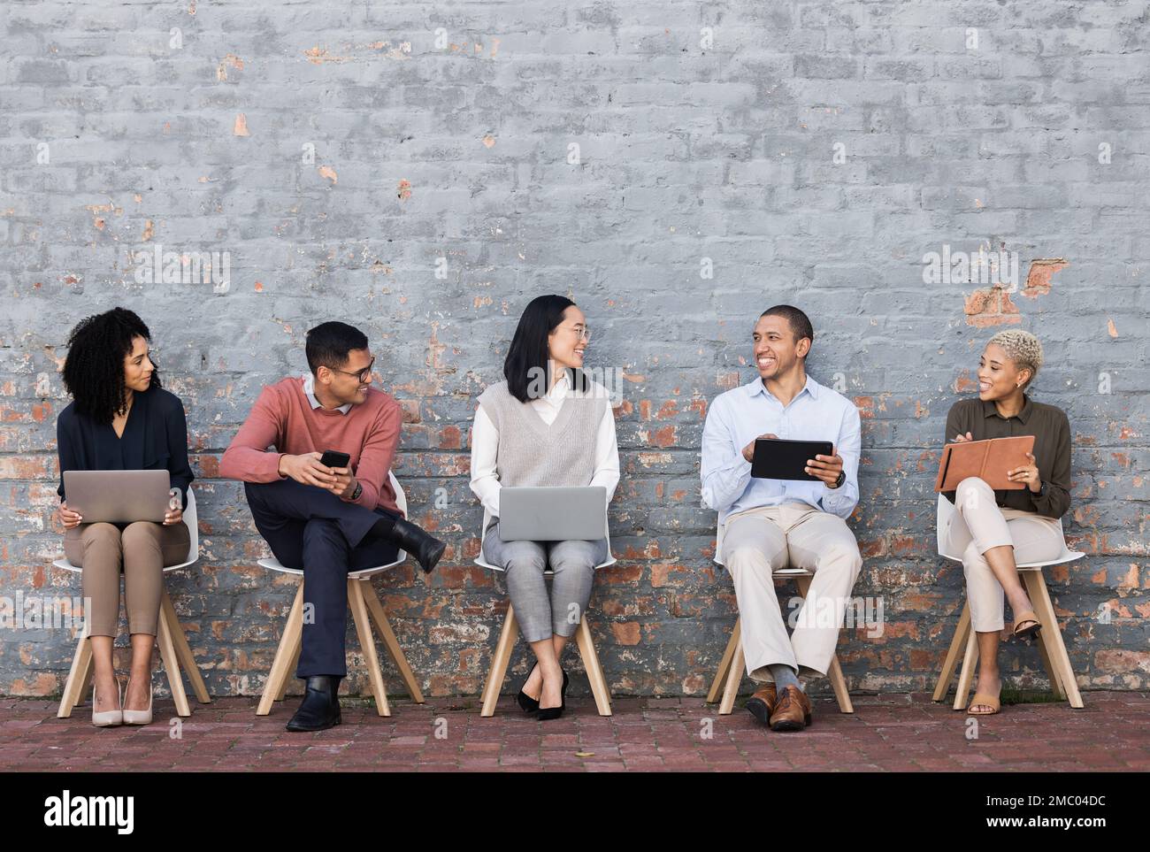 Employee diversity, interview line and conversation with 