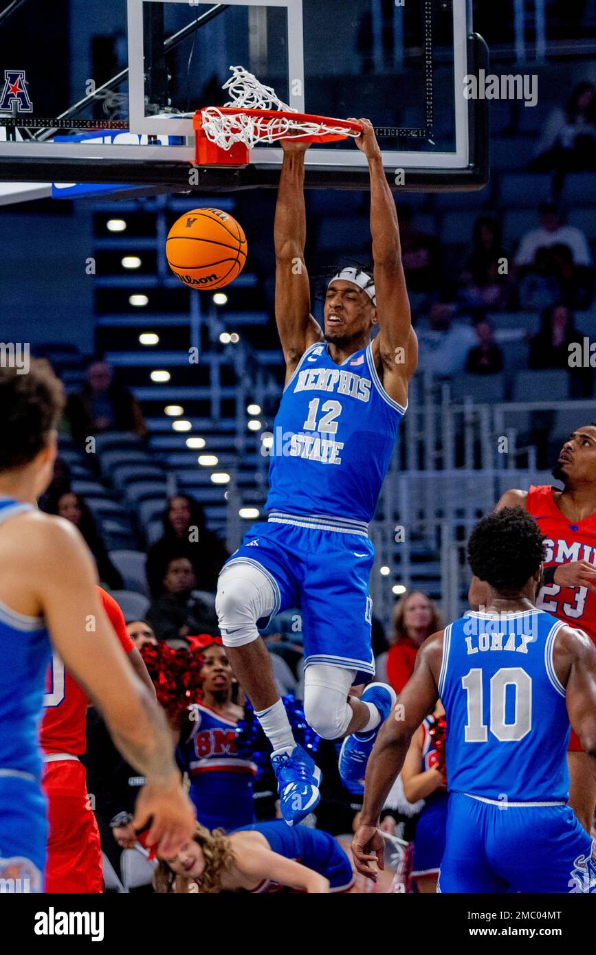 Memphis forward Deandre Williams 12 dunks during the first half of an NCAA college basketball game against SMU in the semifinals of the American Athletic Conference tournament in Fort Worth Texas Satu...
