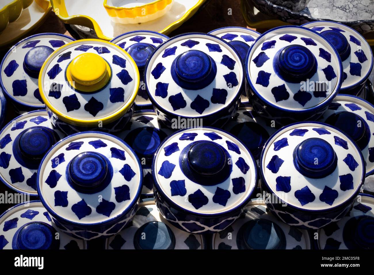 Chinese Pot Patterns A top view of colorful pots with closures with Asian traditional ...