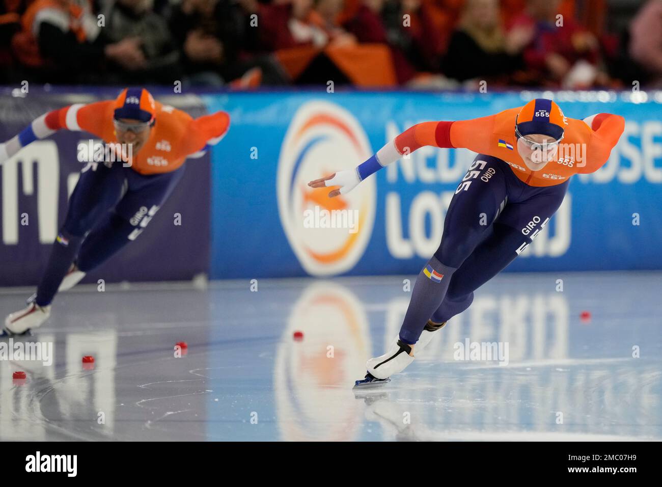 HEERENVEEN, NETHERLANDS - MARCH 3: Dai Dai N'tab of Netherlands competing  on the 500m Men during the ISU World Speed Skating Championships 2023 on  March 3, 2023 in Heerenveen, Netherlands (Photo by