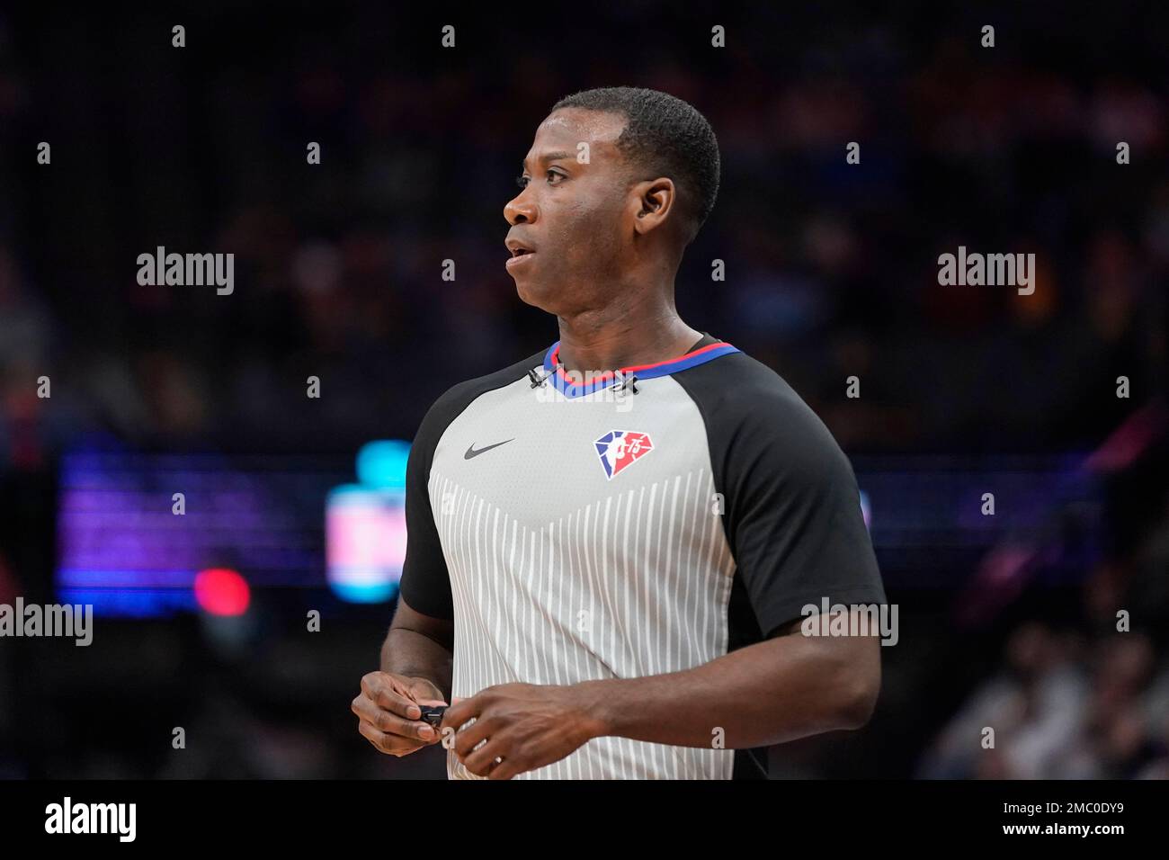 Referee James Williams during an NBA basketball game between the Sacramento Kings and the Denver Nuggets in Sacramento Calif. Wednesday March 9 2022. AP Photo Jeff Chiu Stock Photo Alamy