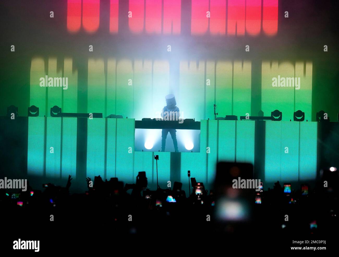 DJ Marshmello performs at the Dubai Expo 2020, in Dubai, United Arab