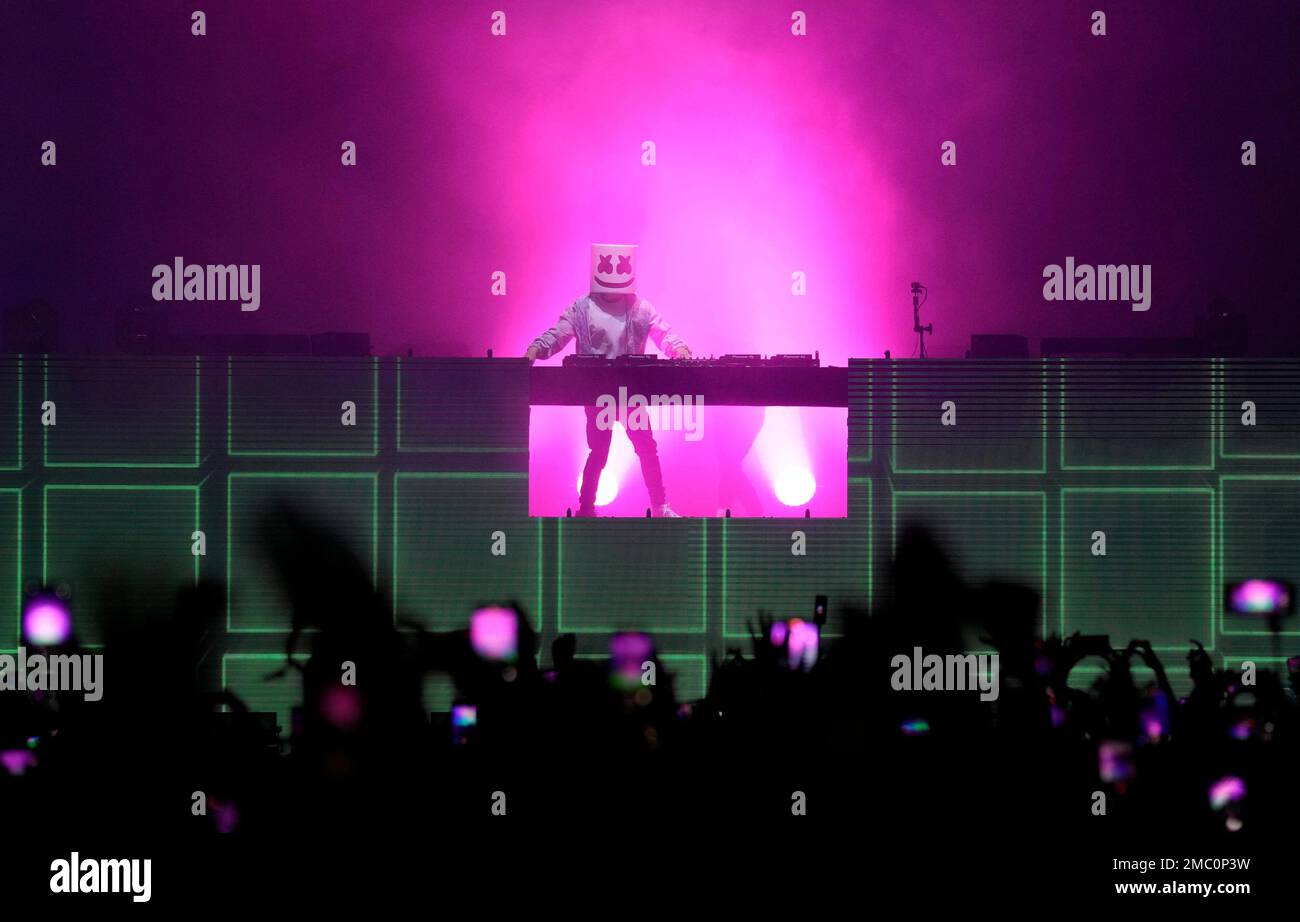 DJ Marshmello performs at the Dubai Expo 2020, in Dubai, United Arab