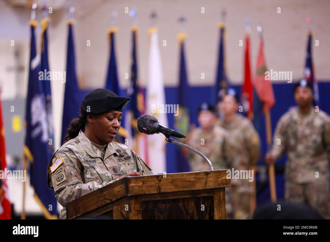 U.S. Army Command Sgt. Maj. Regina A. Dilbert, the outgoing Command Sgt
