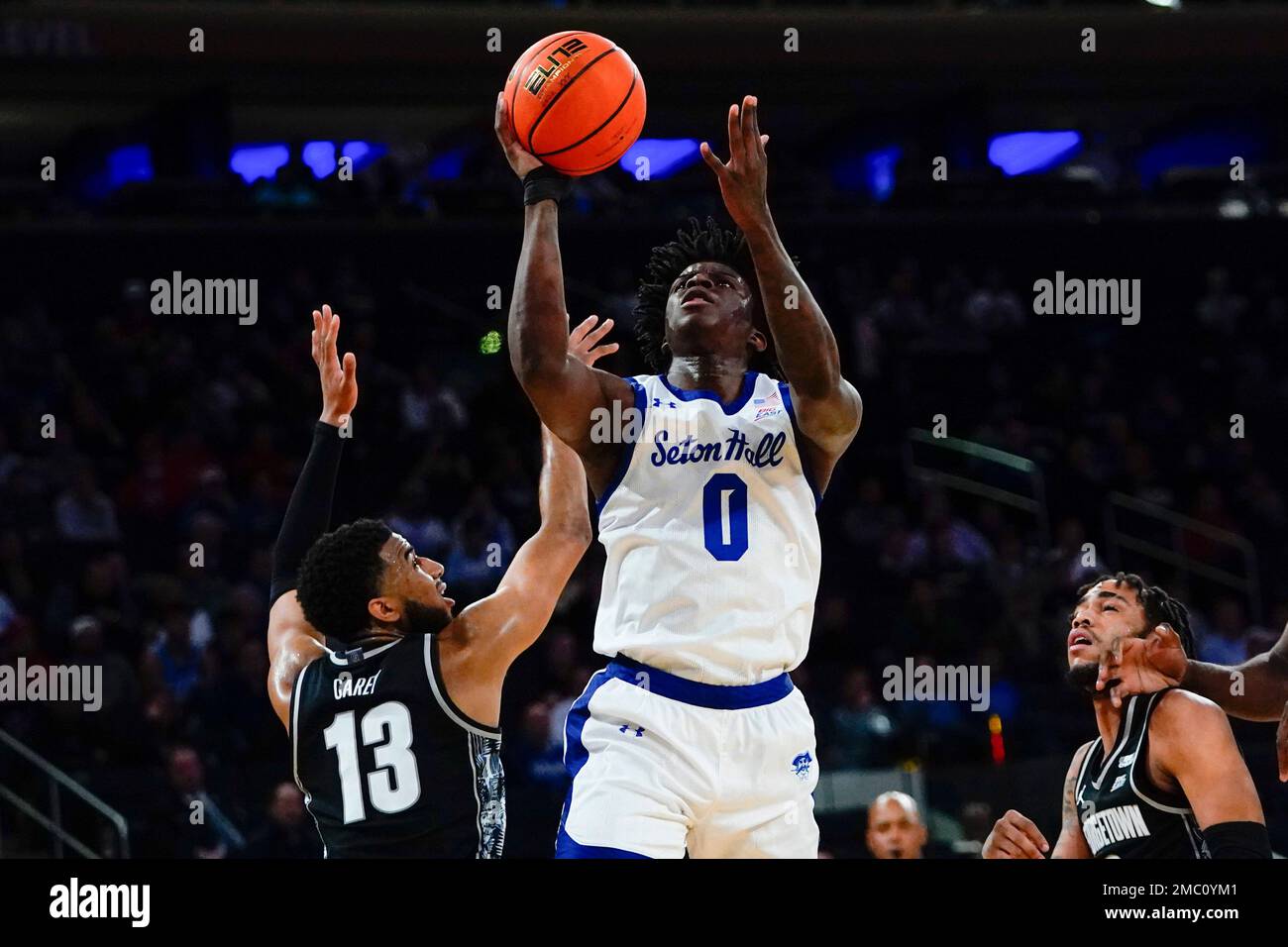 Seton Hall's Kadary Richmond (0) drives past Donald Carey