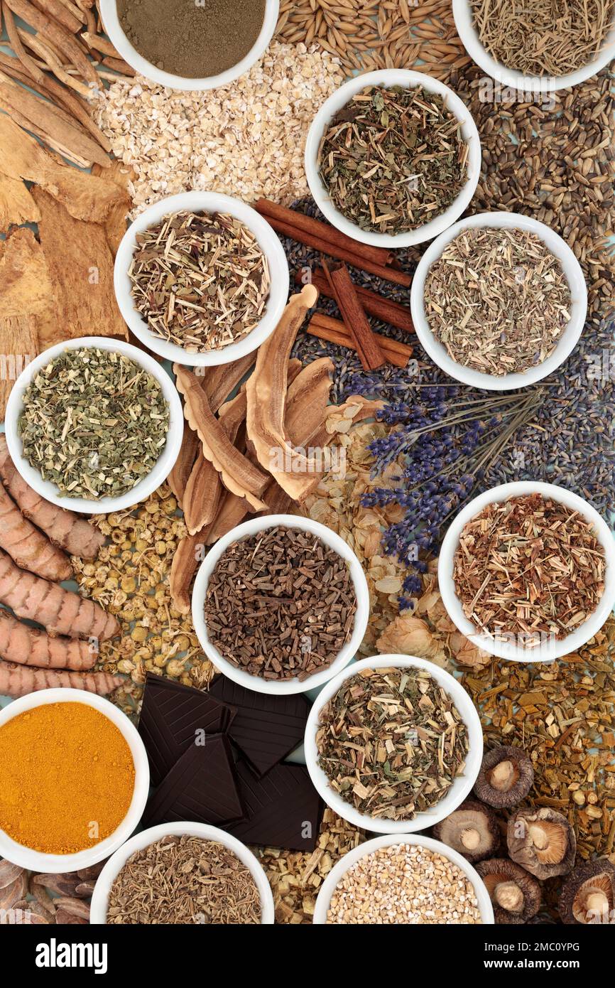 Nervine food herbal medicine collection. Heals the nervous system calms anxiety and stress