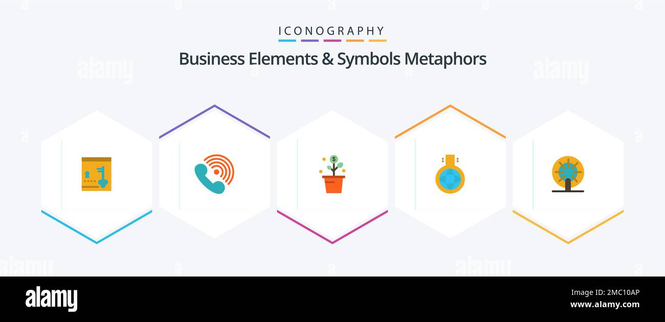Business Elements And Symbols Metaphors 25 Flat icon pack including experiment. flask. signals. chemical. pot Stock Vector