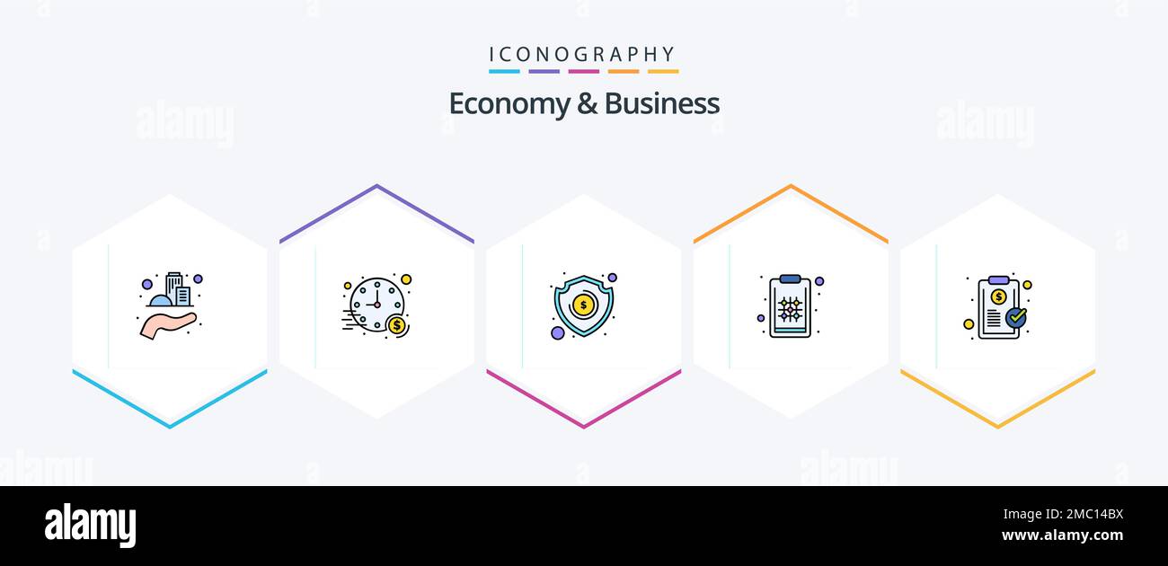 Economy And Business 25 FilledLine icon pack including clip. money ...