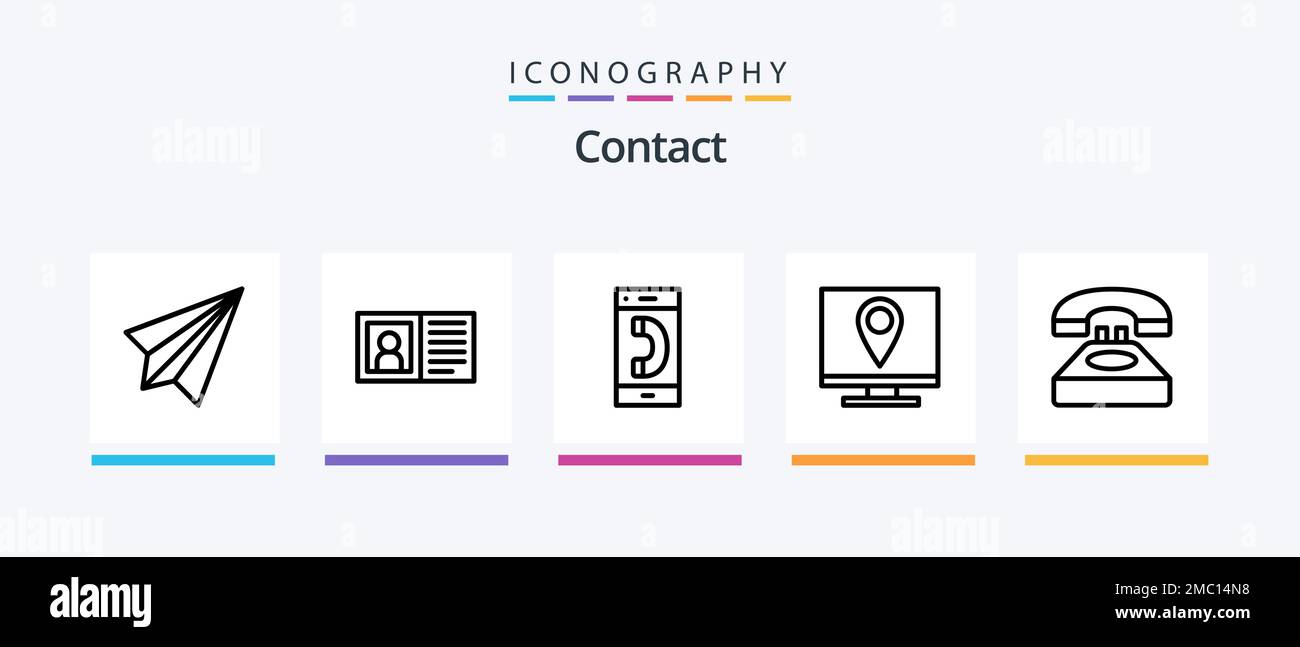 Contact Line 5 Icon Pack Including contact. communication. email