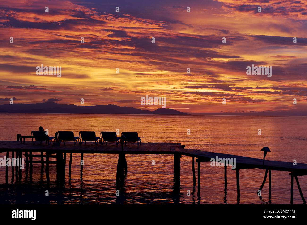 The boardwalk at Wai Resort, Raja Ampat Islands, Indonesia Stock Photo