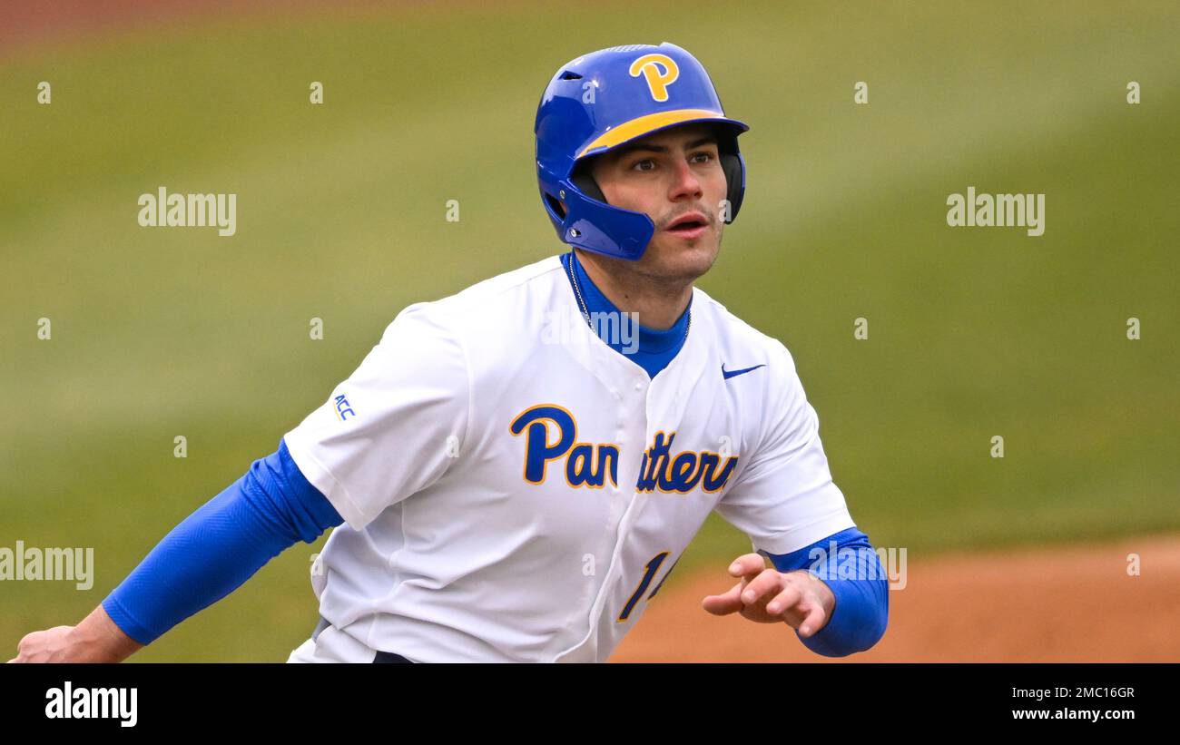 Pittsburgh Player Tatem Levins Competes In An NCAA Baseball Game ...