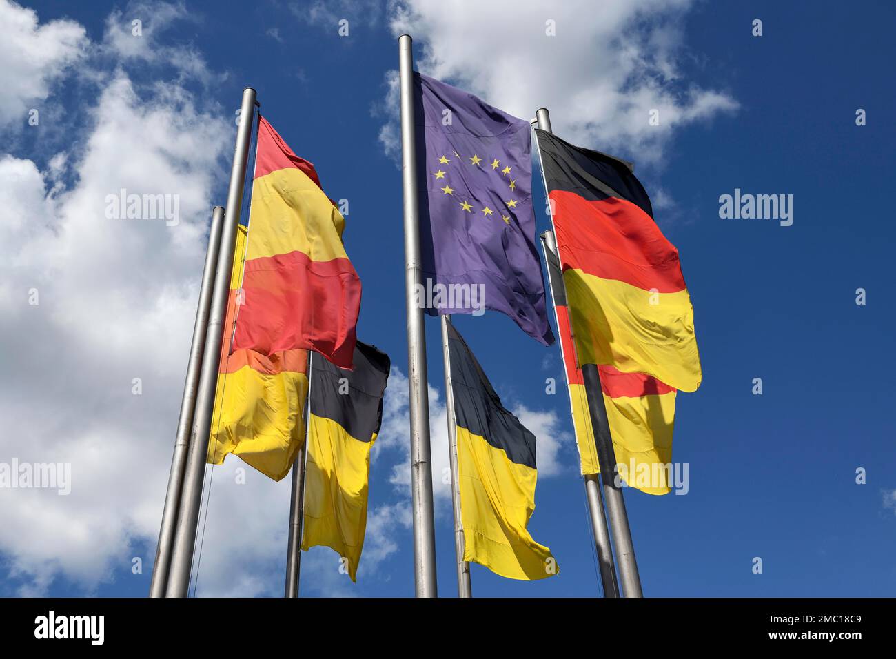 Flag of the European Union, German flag, Karlsruhe, BadenWuerttemberg