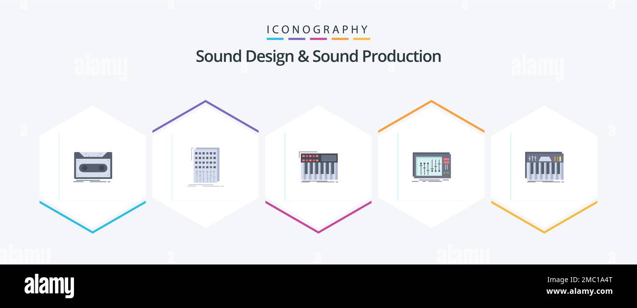 Sound Design And Sound Production 25 Flat icon pack including mixer