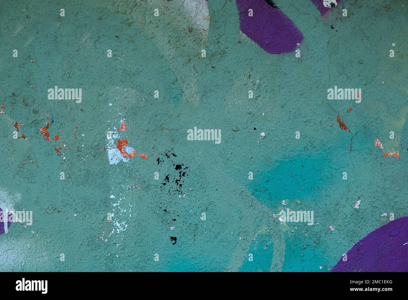 Old aquamarine painted wall texture, grunge background Stock Photo