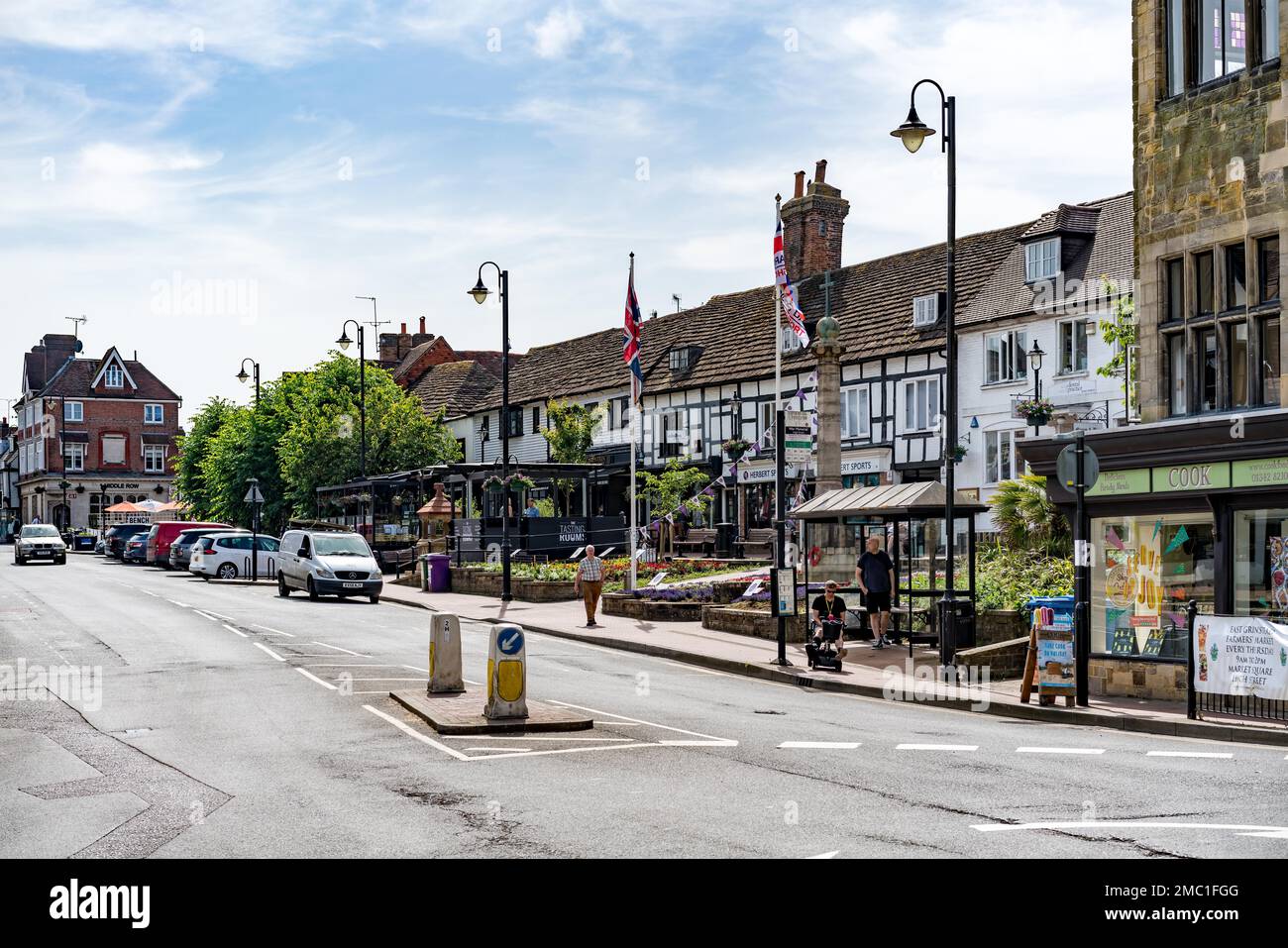 EAST GRINSTEAD, WEST SUSSEX, UK - JUNE 17 : View of the High Street in East Grinstead on June 17, 2022. Unidentified people Stock Photo