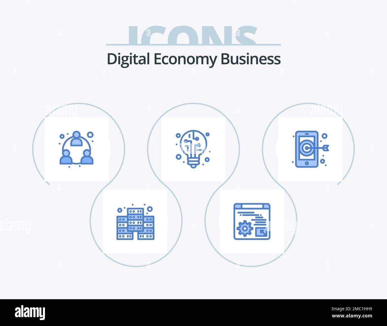 Digital Economy Business Blue Icon Pack 5 Icon Design. . target