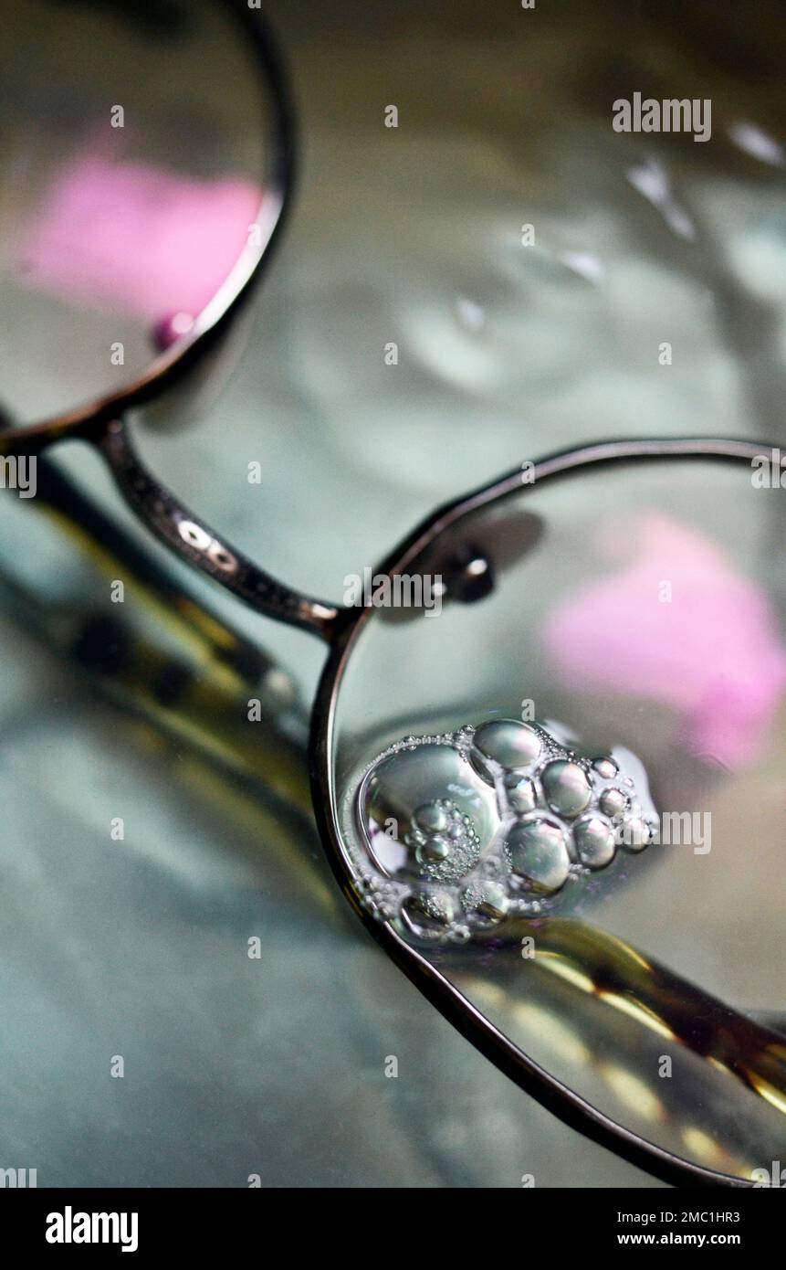 spectacles in spectacle cleaning machine Stock Photo