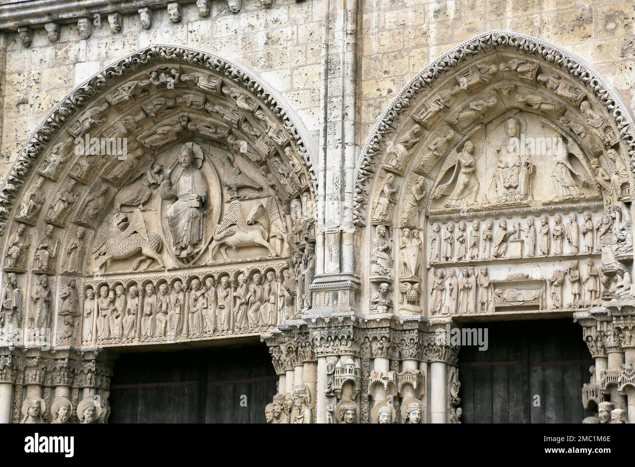 West portal of Notre Dame Cathedral of Chartres, Eure-et-Loir, France Stock Photo