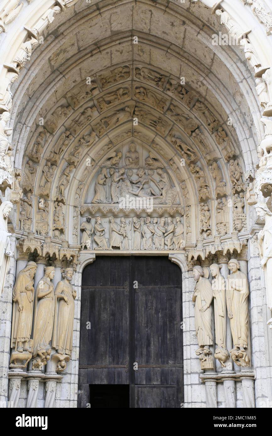 North portal of Notre Dame Cathedral of Chartres, Eure-et-Loir, France Stock Photo