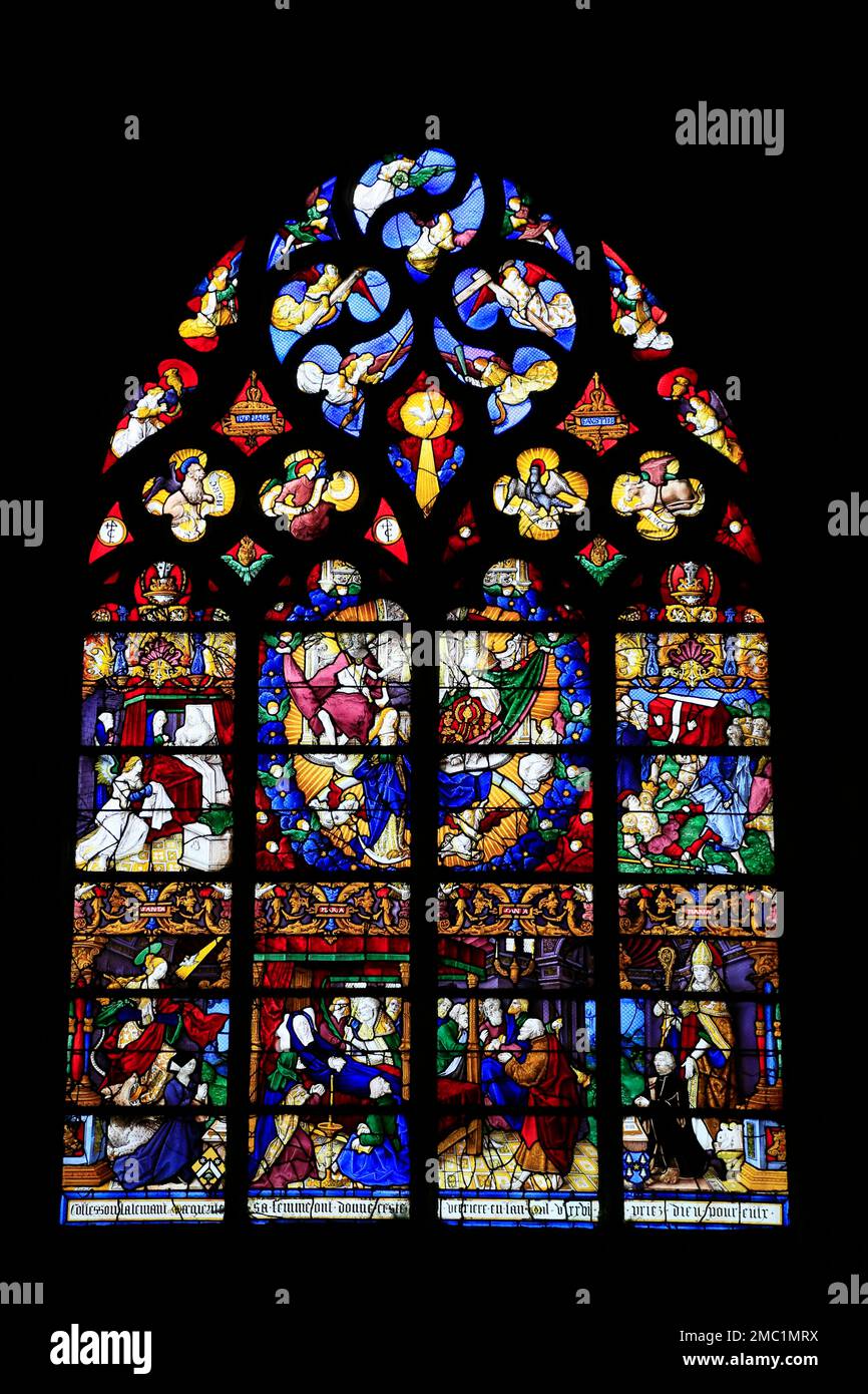 Leaded glass window Glorification of the Virgin in the Collegiate Church of NotreDameenVaux