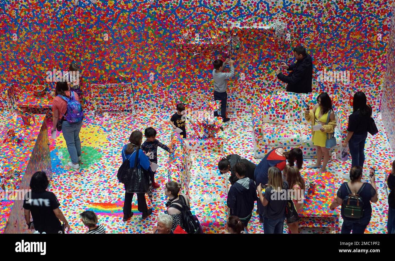 Art project with stickers, Obliteration Room or Room of Erasure by