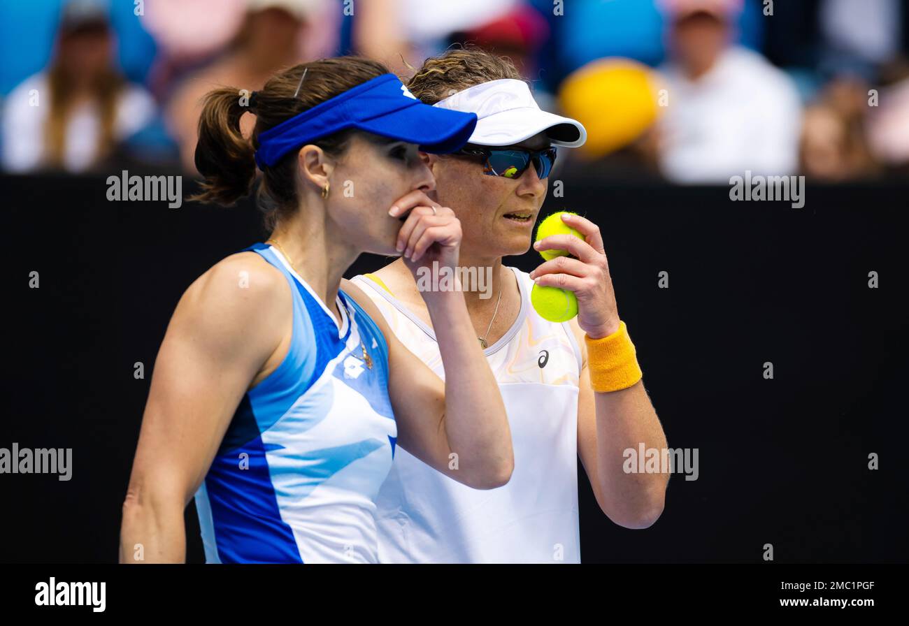 Sam Stosur of Australia playing her last career doubles match with