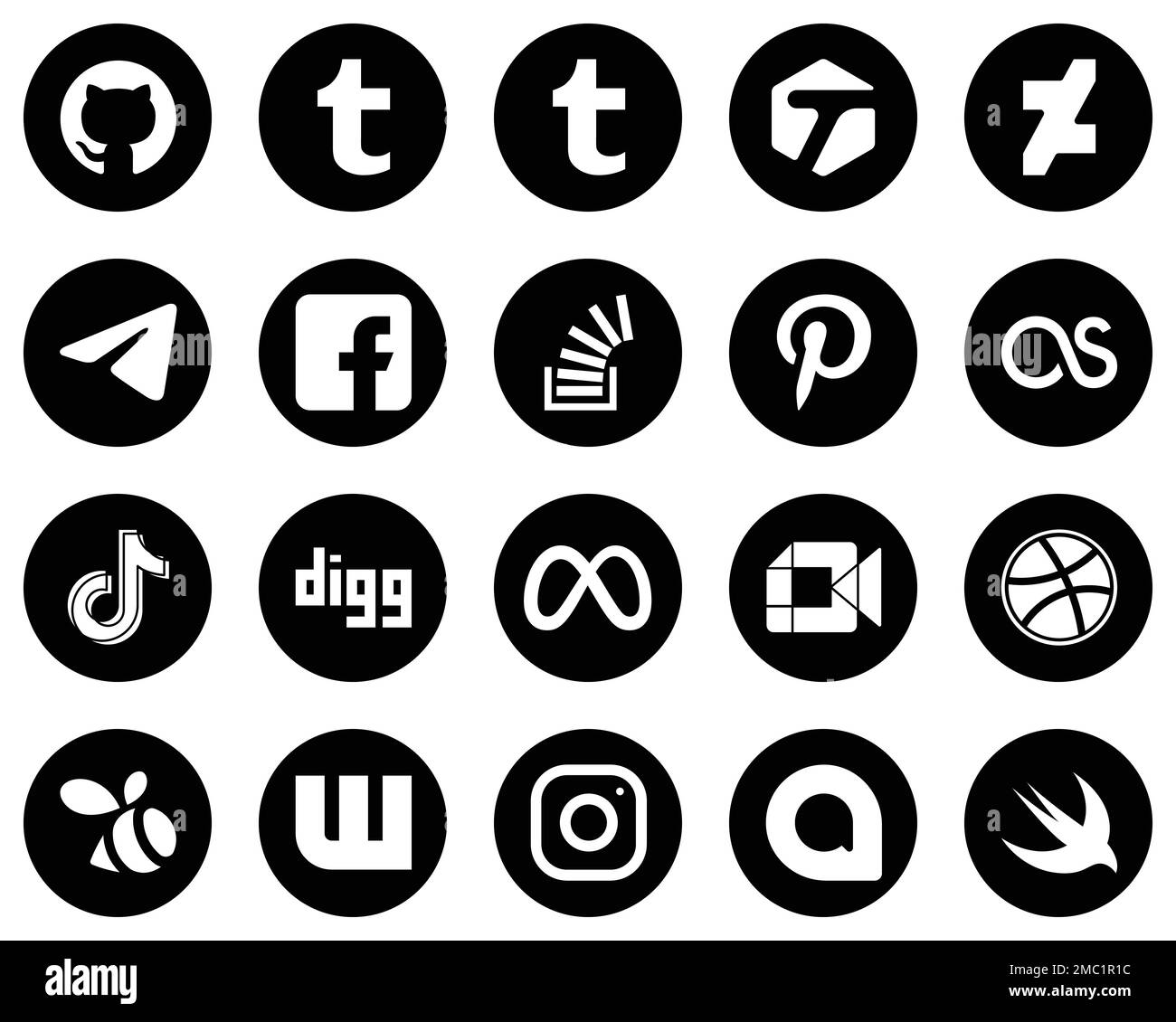 Flat Circle White Icon Set message. douyin. discord and twitch 20 Stylish  Icons Stock Vector Image & Art - Alamy