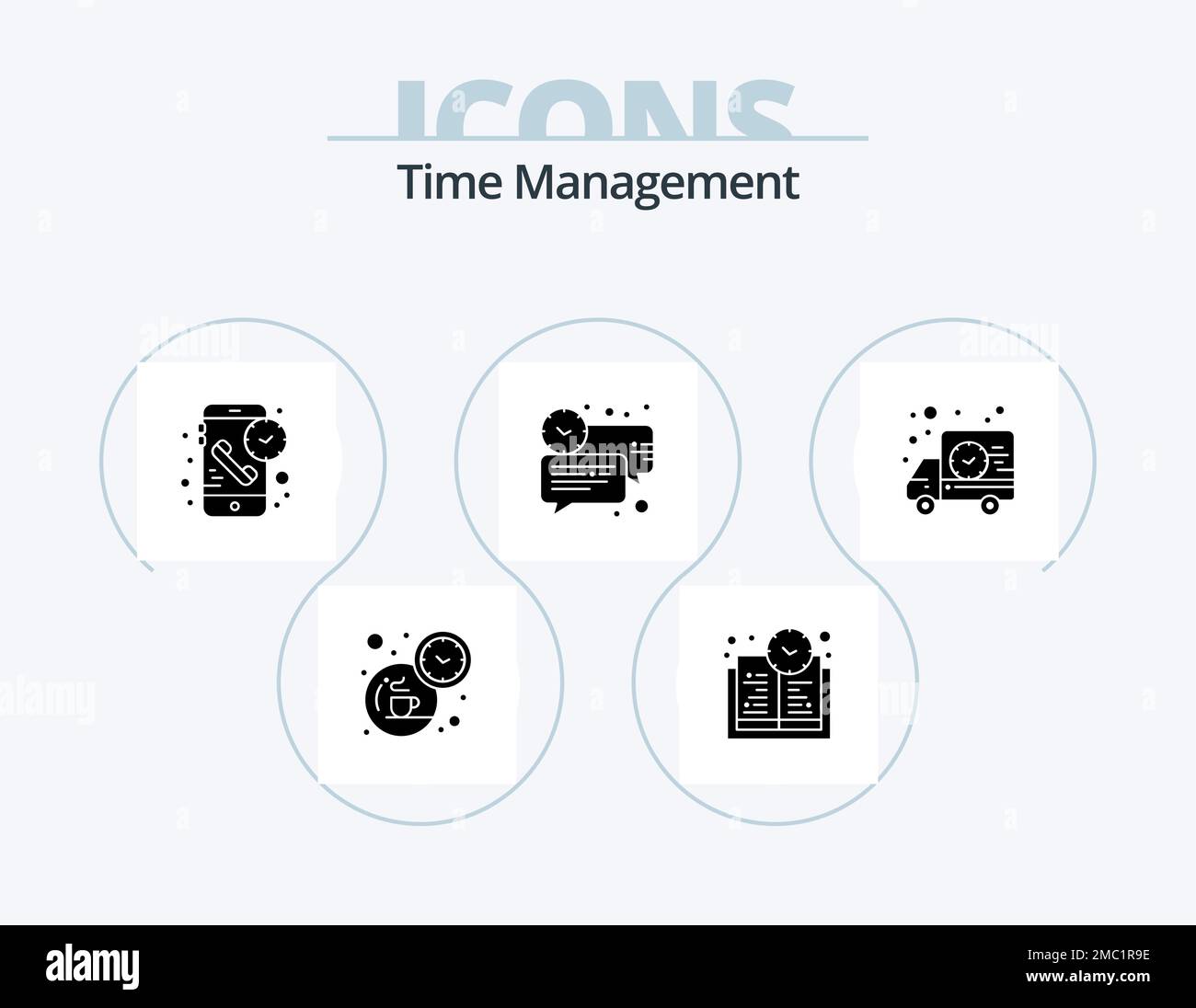 Time Management Glyph Icon Pack 5 Icon Design. delivery. message ...