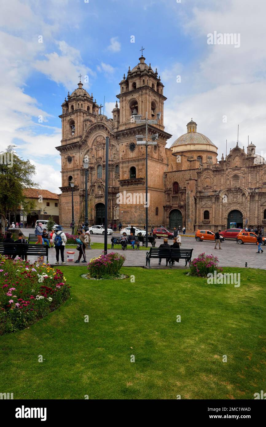 Society of Jesus Church and University of San Ignacio de Loyola, Plaza de Armas, Cusco, Peru Stock Photo
