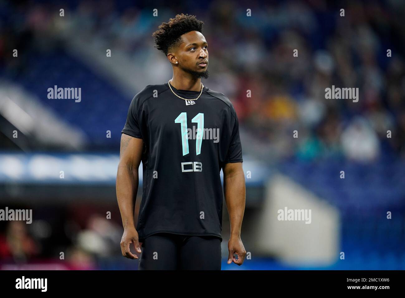 Missouri defensive back Akayleb Evans (11) walks on the field at the NFL  football scouting combine in Indianapolis, Sunday, March 6, 2022. (AP  Photo/Steve Luciano Stock Photo - Alamy