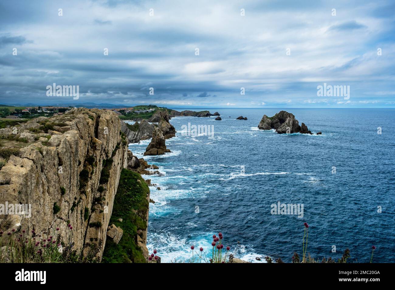 Rocky coastline in Liencres, Costa Quebrada , Spain Stock Photo